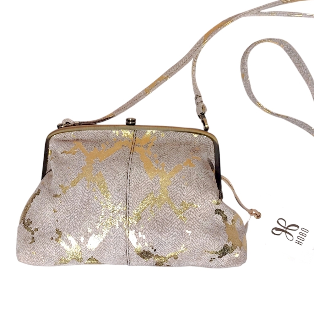 Hobo Metallic Leather Snakeskin Convertible Crossbody Clutch Bag Handbag NWT - Picture 3 of 8